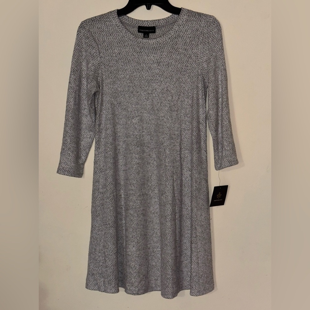 Fortune + Ivi Women’s Cheyenne Brushed Hacci Knit Dress Grey S